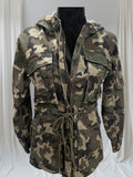 Battle green long sleeves hoody with draw string belt