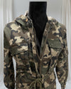 Battle green long sleeves hoody with draw string belt
