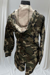 Battle green long sleeves hoody with draw string belt