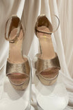 OPEN TOE GOLD HIGH HEELED PAGEANT SHOES