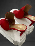 New york & Company Red velvet open toe heeled shoes