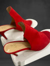 New york & Company Red velvet open toe heeled shoes