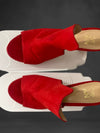 New york & Company Red velvet open toe heeled shoes