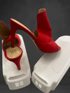 New york & Company Red velvet open toe heeled shoes
