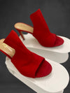 New york & Company Red velvet open toe heeled shoes