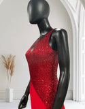 Sequined red romper