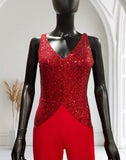 Sequined red romper